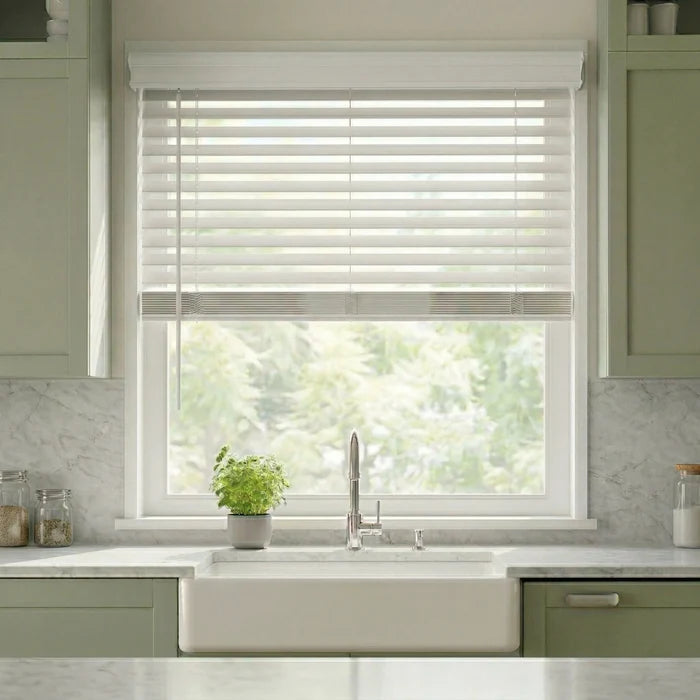2" Classic Cordless Faux Wood Blinds - White