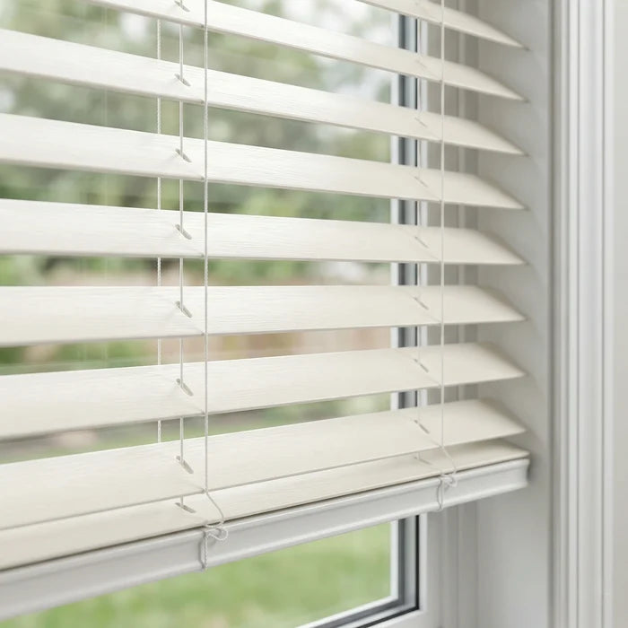 2" Classic Cordless Faux Wood Blinds - White