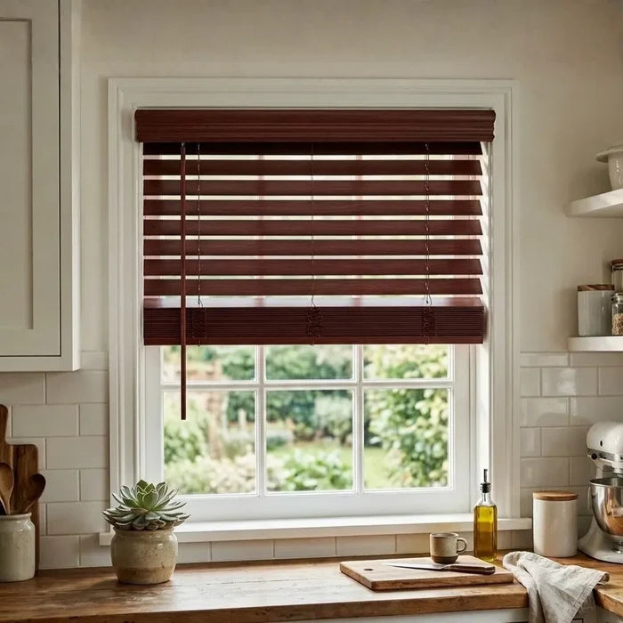 2" Classic Cordless Faux Wood Blinds - Woodtone
