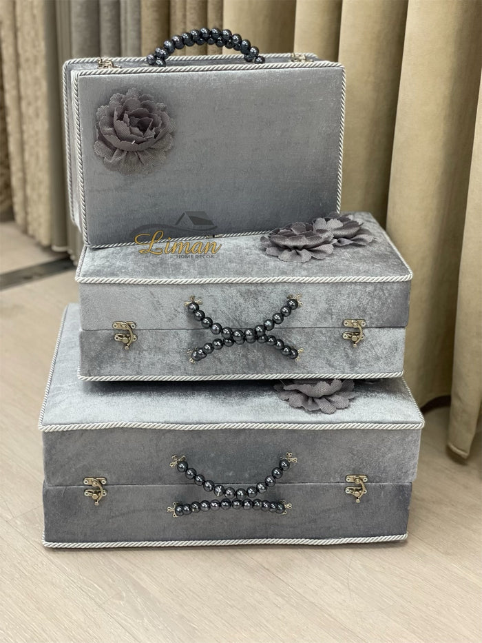 Liman Home Decor - Liman Online 3 Delige Bruidskofferset Grijs