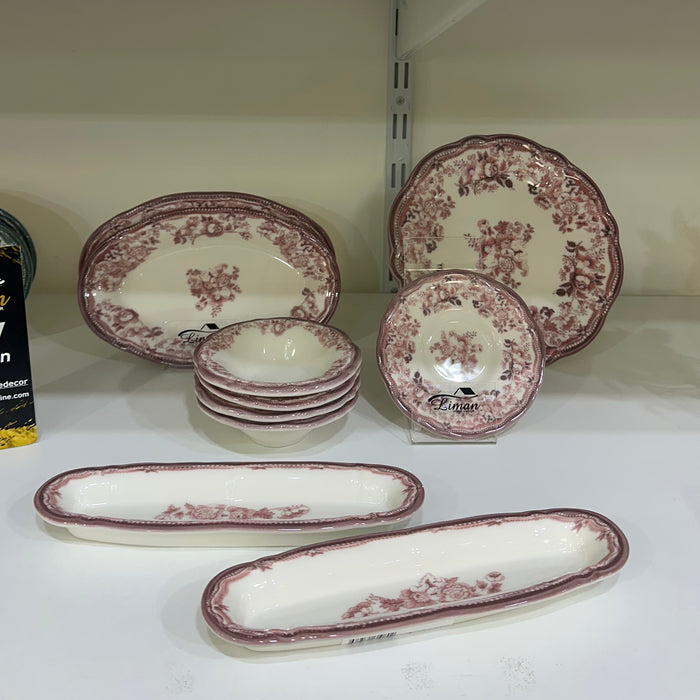 New Vintage Ontbijtset Maroon | 20 delig / 6 persoons