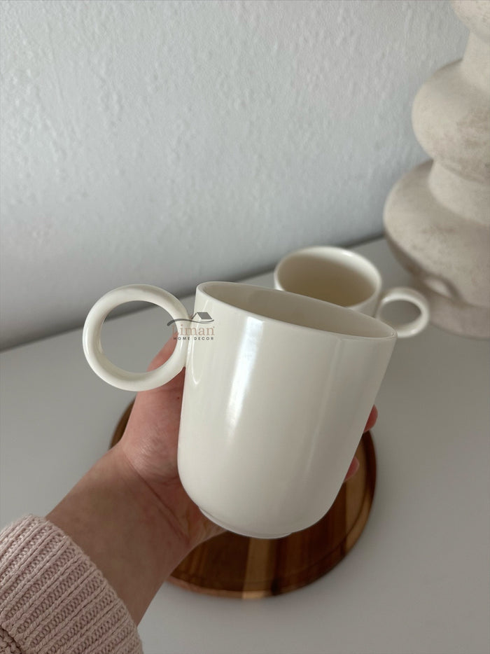 BVR Alvea Keramiek koffiemokken 400 ml – Crème glans | 2 Delig