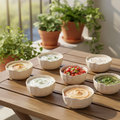 BRICARD PORCELAIN Angles Saus- / Snack Kommenset 8,7 cm | 6 Delig Taupe