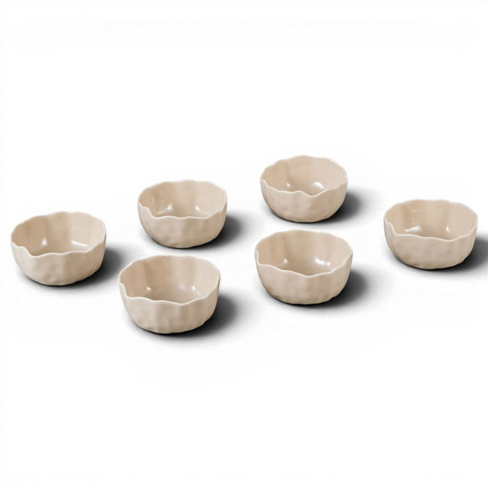 BRICARD PORCELAIN Angles Saus- / Snack Kommenset 8,7 cm | 6 Delig Taupe