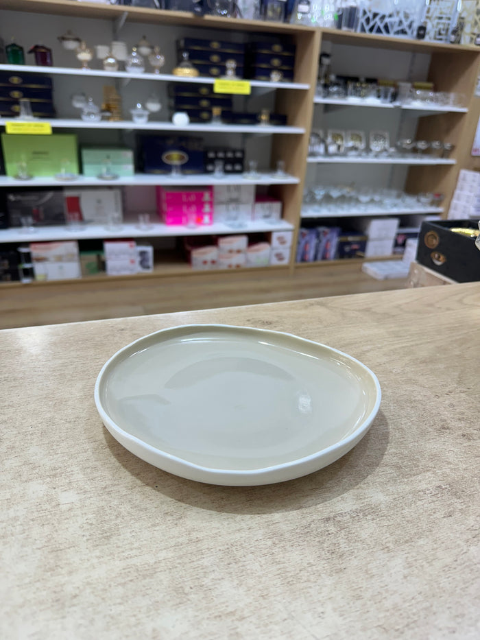 BRICARD PORCELAIN Barles / Cupido Taupe - White Plat bord 19,4 cm Per Stuk