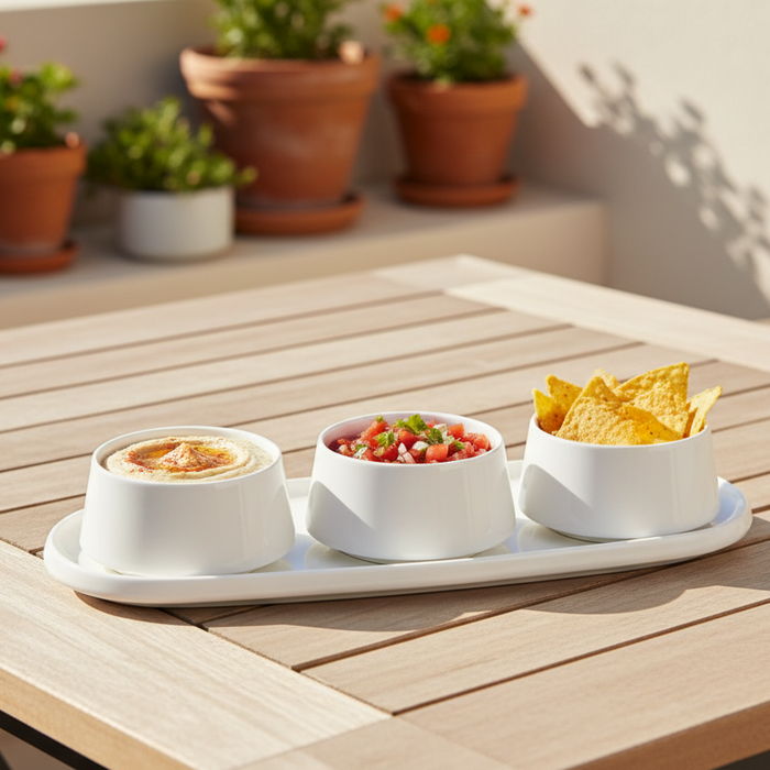 BRICARD PORCELAIN BELLON SNACK- / ONTBIJT SCHALENSET | WIT 4-DELIG