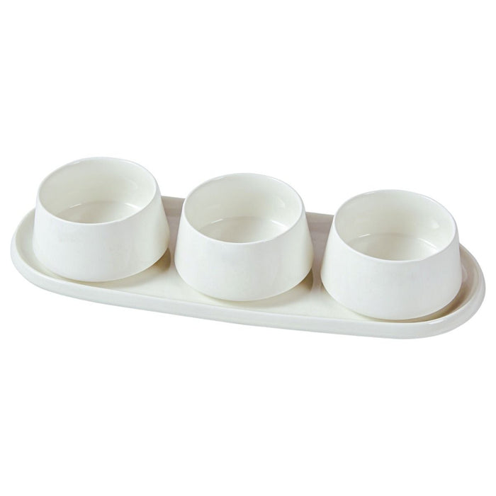 BRICARD PORCELAIN BELLON SNACK- / ONTBIJT SCHALENSET | WIT 4-DELIG