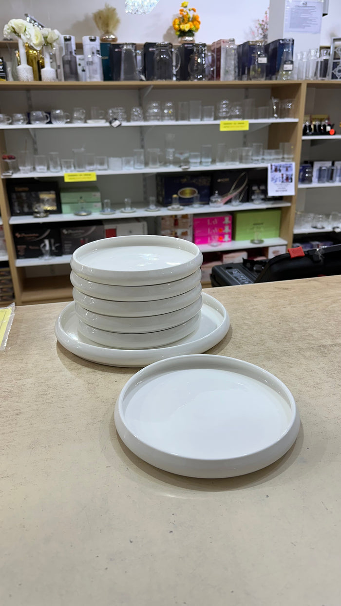BRICARD PORCELAIN Bondy White Gebaksset 7 Delig | 6 persoons