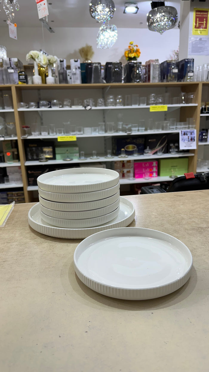 BRICARD PORCELAIN Marle White Gebaksset 7 Delig | 6 persoons
