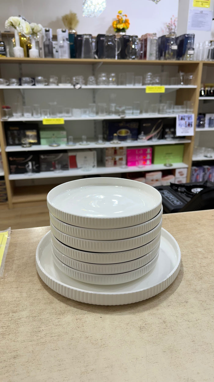 BRICARD PORCELAIN Marle White Gebaksset 7 Delig | 6 persoons