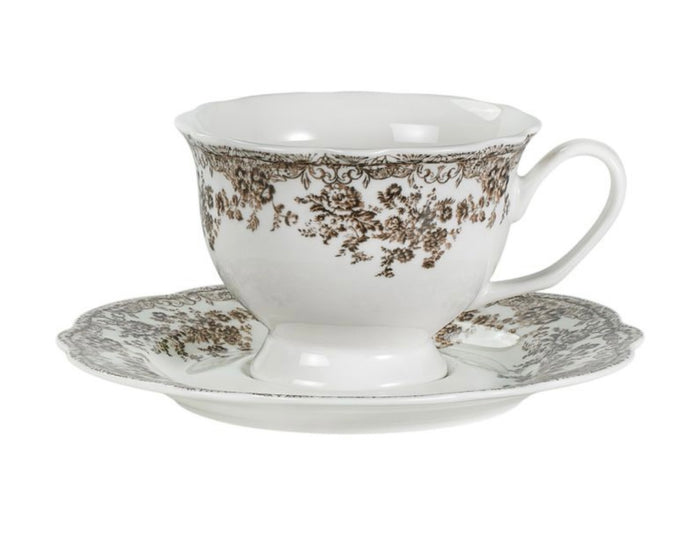 Brown Flora Cappuccino / Nescafé 12 Delig | 6 Persoons Bruin Vintage ( Fleury - Cyril )