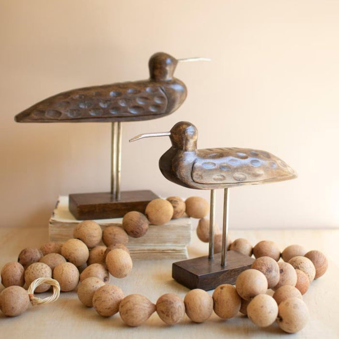 Carved Shorebirds Sculpture Set