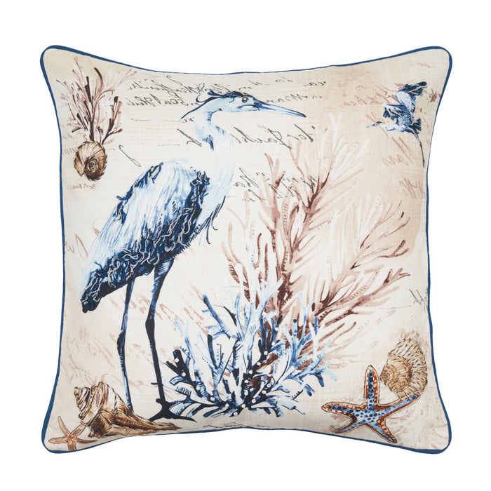 Castaway Island Heron Throw Pillow