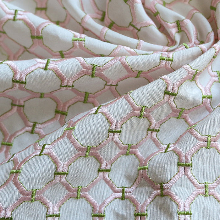 Custom Bella Geometric Embroidered Simulated Silk Curtains / Drapes | MIFU Decor