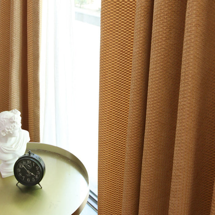 Custom Beth Textured Yellow Jacquard Room Darkening Curtains / Drapes | MIFU Decor