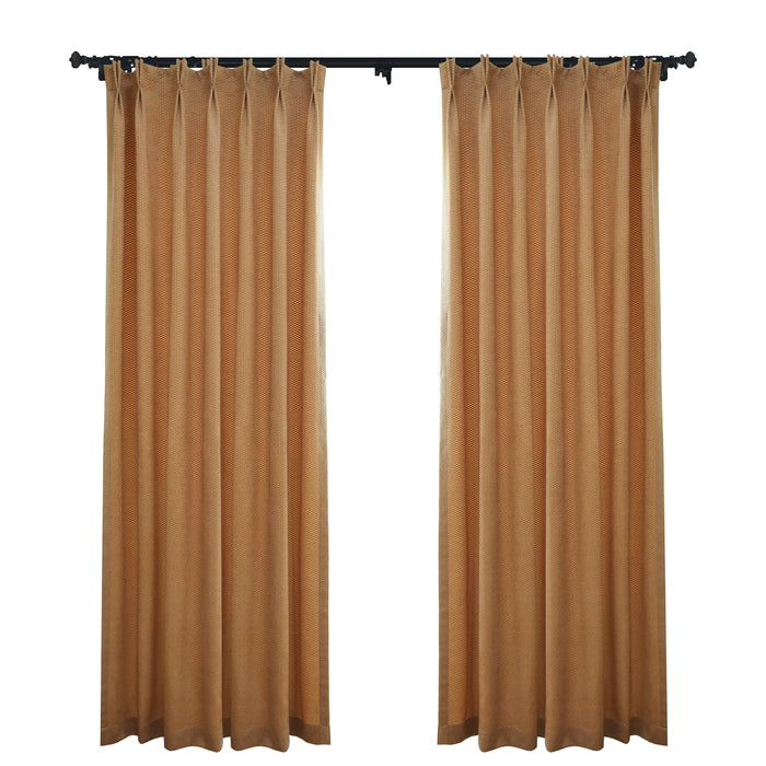 Custom Beth Textured Yellow Jacquard Room Darkening Curtains / Drapes | MIFU Decor
