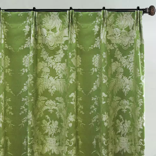 Custom Eden Botanical Green Room Darkening Curtains / Drapes | MIFU Decor