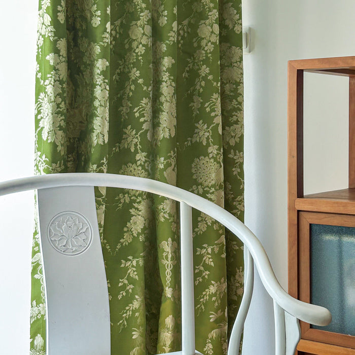 Custom Eden Botanical Green Room Darkening Curtains / Drapes | MIFU Decor