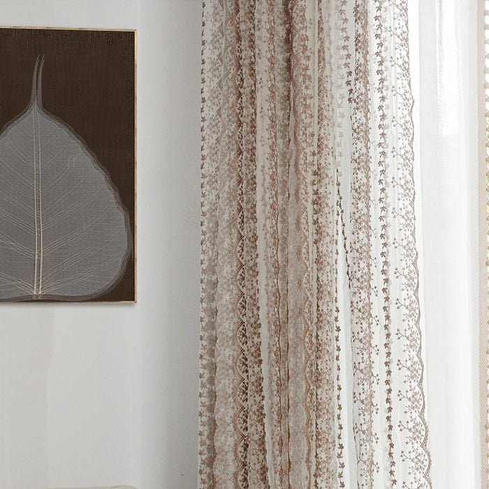 Custom Elisabeth Cotton Embroidered Floral Lace Sheer Curtains / Drapes | MIFU Decor
