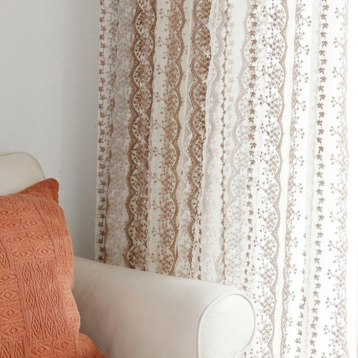 Custom Elisabeth Cotton Embroidered Floral Lace Sheer Curtains / Drapes | MIFU Decor