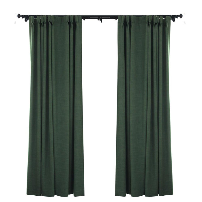 Custom Forest Dark Green Solid Yarn-dyed Room Darkening Curtains / Drapes | MIFU Decor