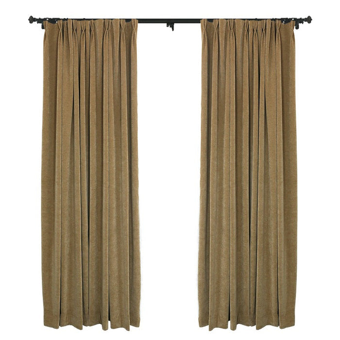 Custom Heavyweight Beige Chenille Curtains / Drapes | MIFU Decor