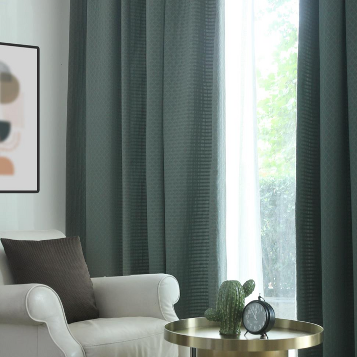 Custom Jo Geometric Jacquard Blackout Curtains / Drapes | MIFU Decor