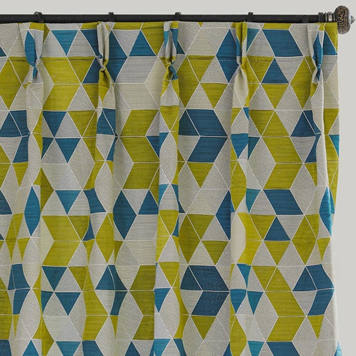 Custom Lemon Geometric Jacquard Curtains / Drapes | MIFU Decor