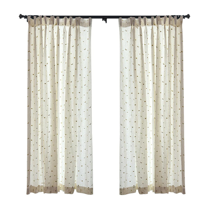 Custom Little Prince Moon & Star Embroidered Cotton-Linen Curtains / Drapes | MIFU Decor