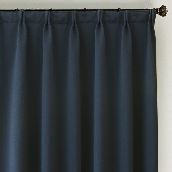 Custom Marine Navy Blue Solid Yarn-dyed Textured Room Darkening Curtains / Drapes | MIFU Decor