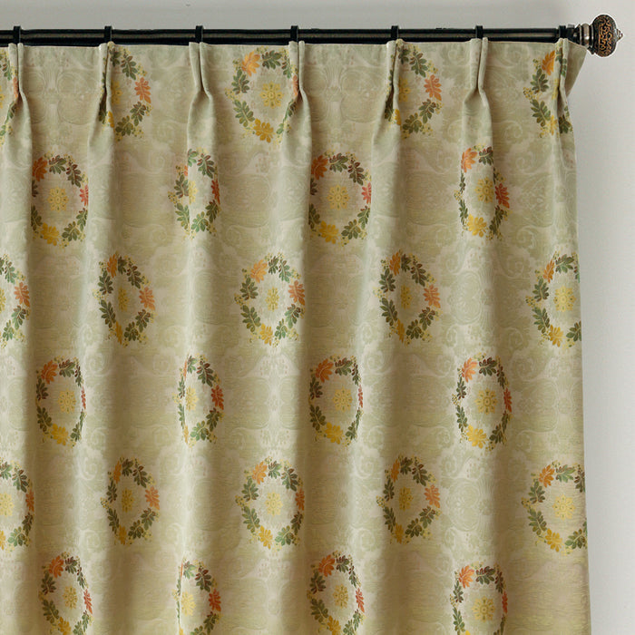 Custom Wreath Floral Jacquard Room Darkening Curtains / Drapes | MIFU Decor