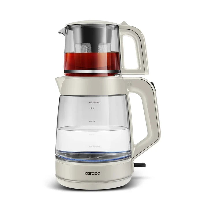 De Karaca Glass Tea XL 2-in-1 Glazen Theemaker - Waterkoker Starlight