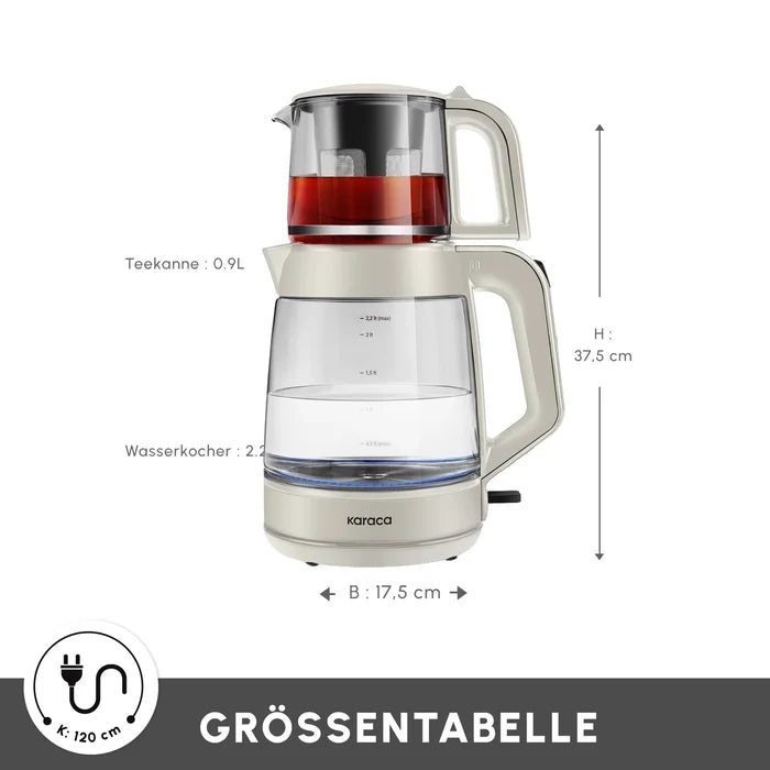 De Karaca Glass Tea XL 2-in-1 Glazen Theemaker - Waterkoker Starlight