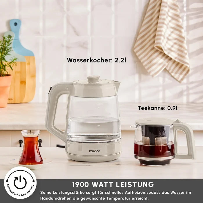 De Karaca Glass Tea XL 2-in-1 Glazen Theemaker - Waterkoker Starlight