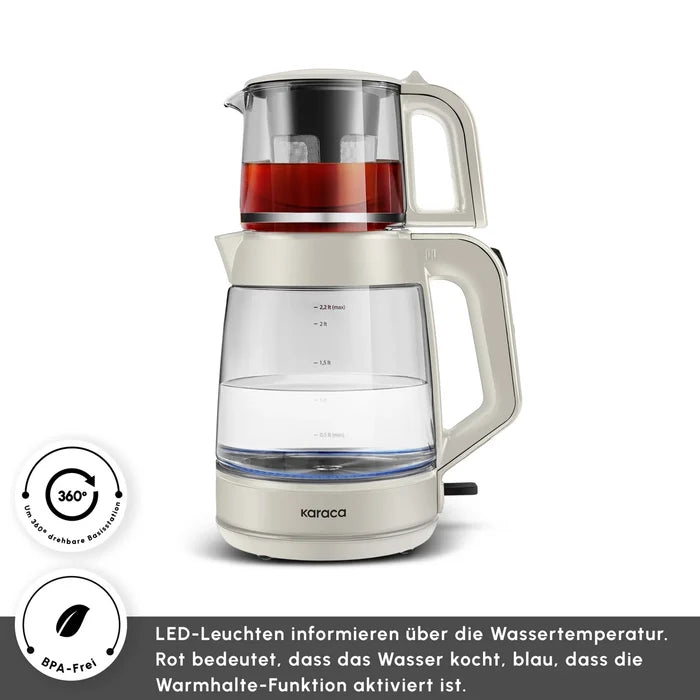 De Karaca Glass Tea XL 2-in-1 Glazen Theemaker - Waterkoker Starlight