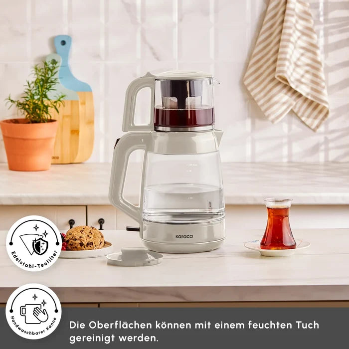 De Karaca Glass Tea XL 2-in-1 Glazen Theemaker - Waterkoker Starlight