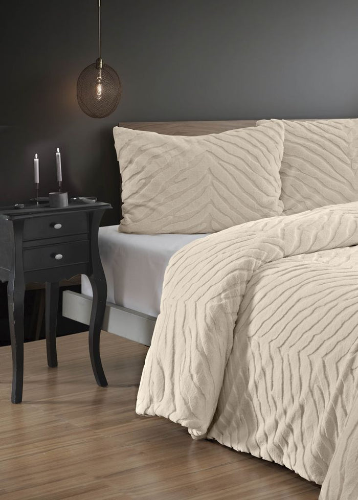 MERINOS Diamond 3-delige Zebra Bont Comforter (Dekbedset) – 220x240 cm – Beige