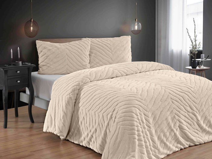 MERINOS Diamond 3-delige Zebra Bont Comforter (Dekbedset) – 220x240 cm – Beige