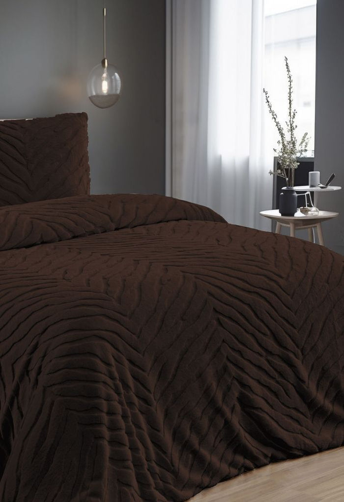 Bella Diamond 3-delige Zebra Bont Comforter (Dekbedset) – 220x240 cm – Bruin