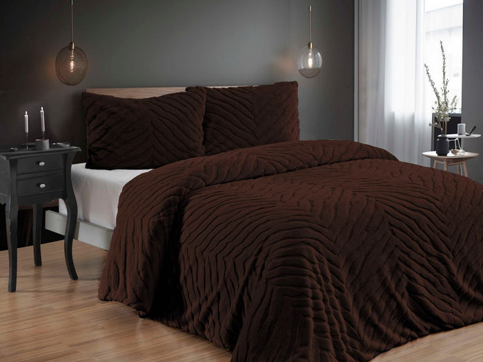 Bella Diamond 3-delige Zebra Bont Comforter (Dekbedset) – 220x240 cm – Bruin