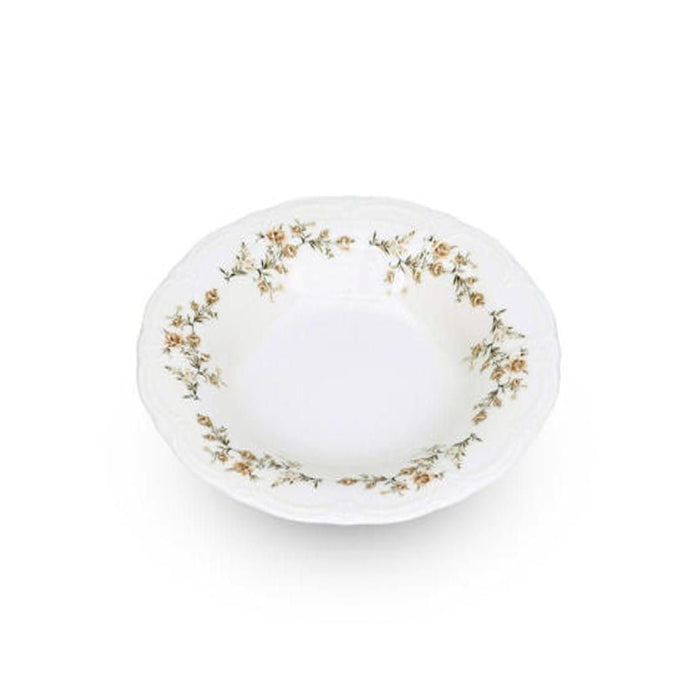 BonBistro Diep bord 23,5/14xH4cm brown flower Retro