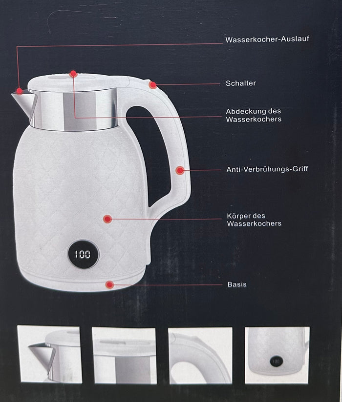 LimanOnline.com - Liman Home Decor Easy Diamond Waterkoker Cream / Grijs / Zwart