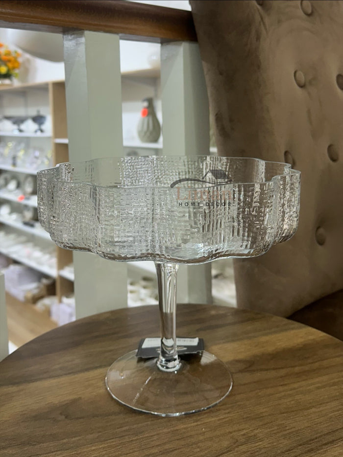 BVR Flower Glazen serveerschaal op voet – fruit- en patisserieschaal, Ø22 × H20 cm