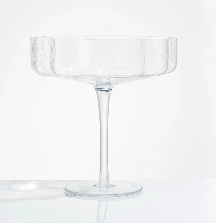 BVR Flower Glazen serveerschaal op voet – fruit- en patisserieschaal, Ø22 × H24 cm