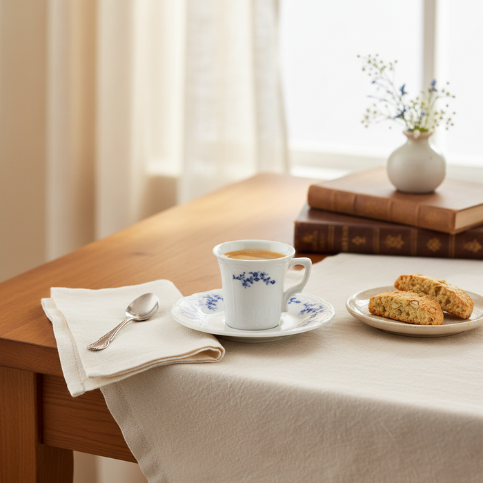 Flower Retro Blue Espresso- / mokkaset 12-Delig | 6-Persoons