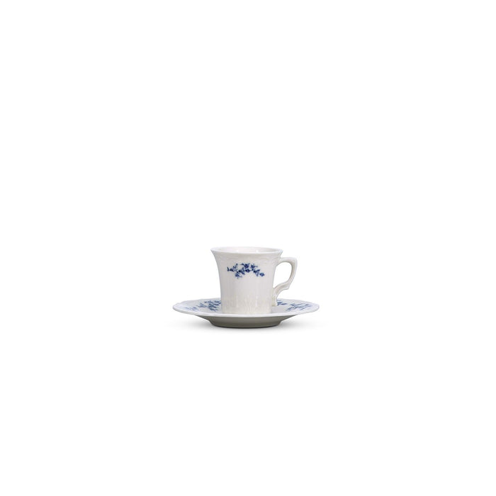 Flower Retro Blue Espresso- / mokkaset 12-Delig | 6-Persoons