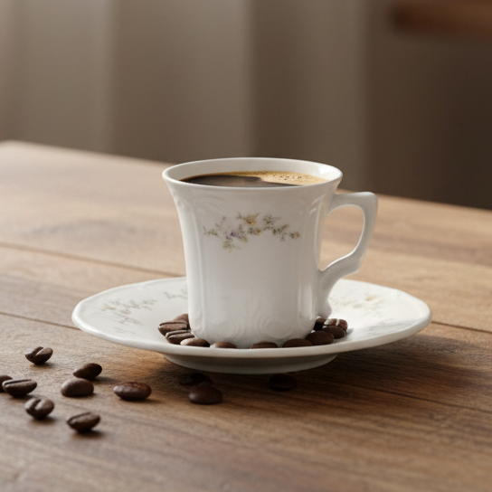 Flower Retro Brown Espresso- / mokkaset 12-Delig | 6-Persoons
