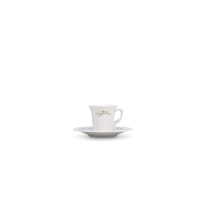 Flower Retro Brown Espresso- / mokkaset 12-Delig | 6-Persoons
