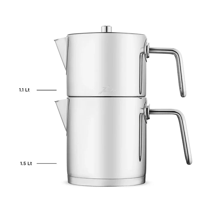 JUMBO Metalix Full Theepotset 4-dlg - Turkse authentieke theepot RVS ( 1.1 / 1.5 Liter )