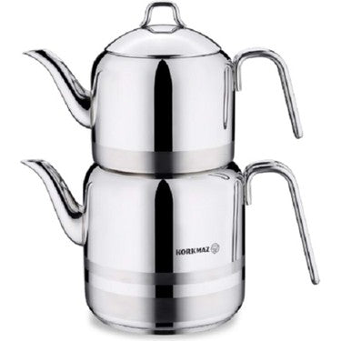 KORKMAZ Korkmaz Astra Theepotset 4-dlg - Turkse authentieke theepot RVS ( 1,1 / 2,0 L )